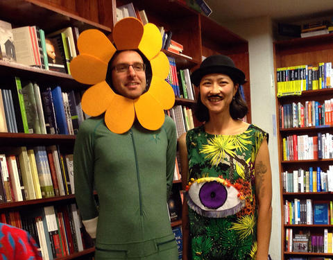 Leanne Hall and Andrew McDonald dressed up at the launch of Iris and the Tiger in Readings, Carlton