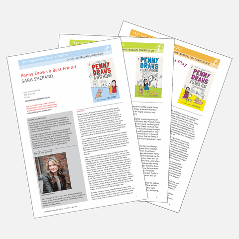 Three pages from the free teaching notes for Penny Draws books